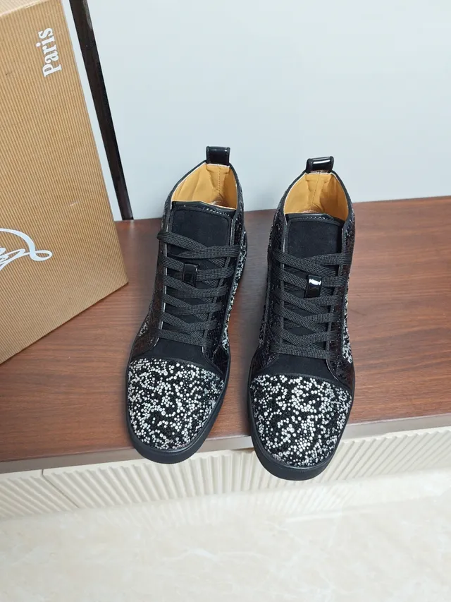 Christian Louboutin Sequined Snakeskin High-Top Sneaker