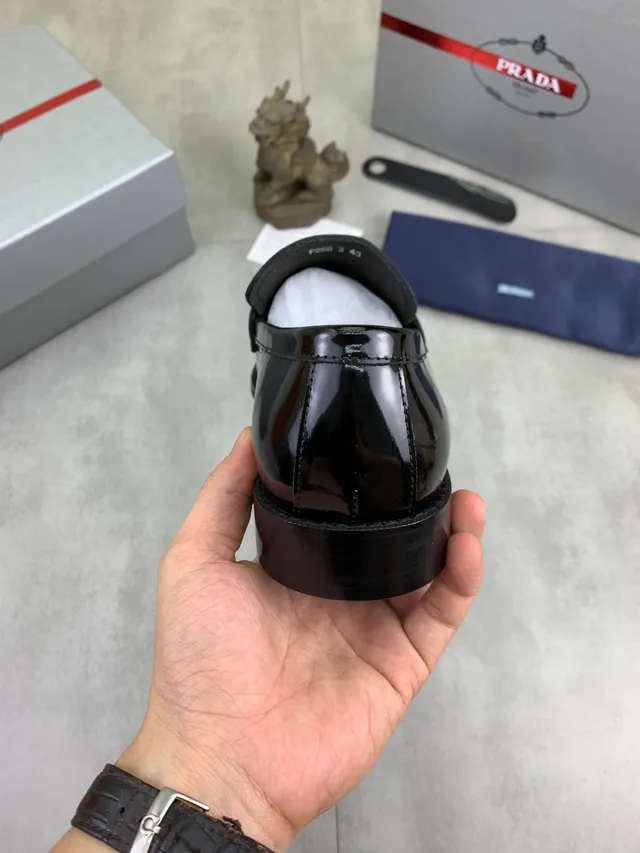 Prada Penny Loafer Glossy Black Patent Leather Loafers