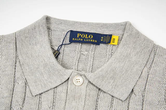 Polo Ralph Lauren Beige Navy Cable-Knit Sleeveless Polo Shirt
