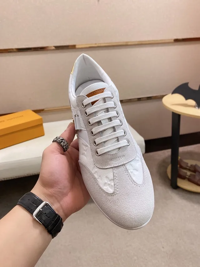 Louis Vuitton LV Trainer White Beige Monogram Leather Suede Overlays Lifestyle Sneakers