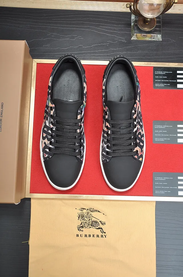 Burberry Multicolor Black Monogrammed Check Textile Leather Overlays Lifestyle Sneakers