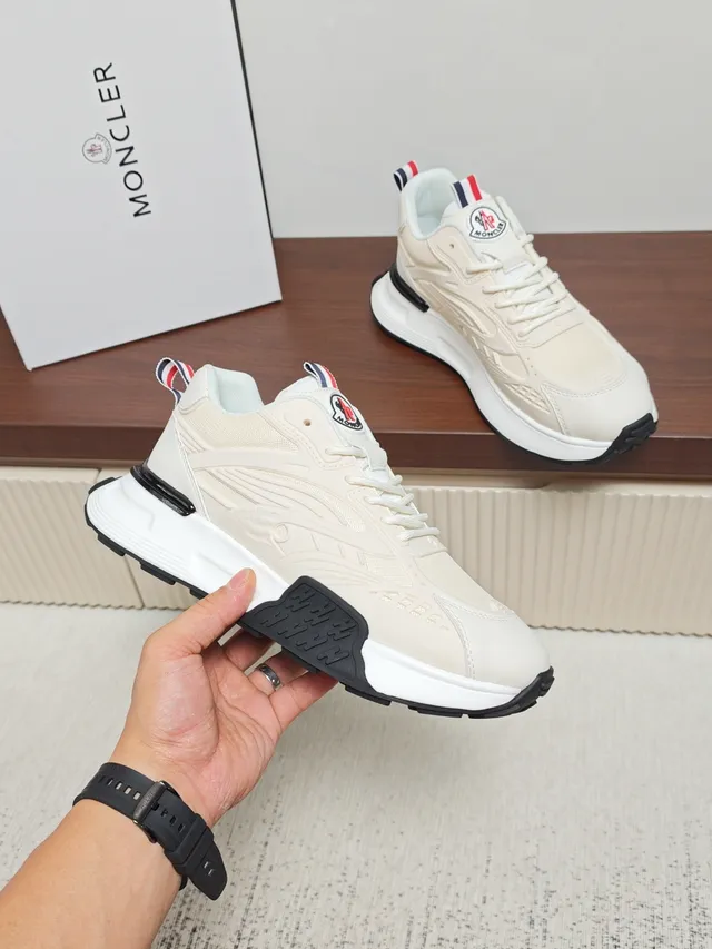 Moncler Beige Black Sculpted Multi-Layer Sole Mixed Mesh And Synthetic Upper Sneakers