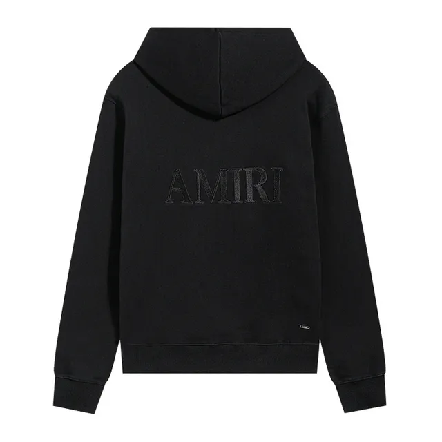 AMI Paris Black Gray Minimalist Tonal Logo Hoodie