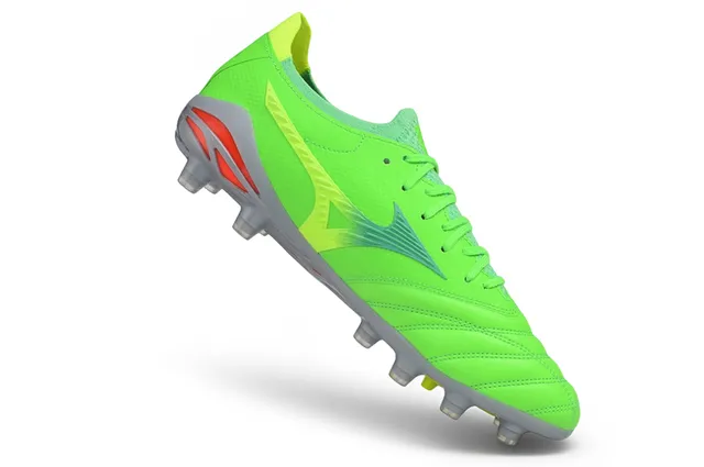 Mizuno Green Gray Low-Cut Knit Collar Synthetic Wave Overlays Firm-Ground Soccer Shoes