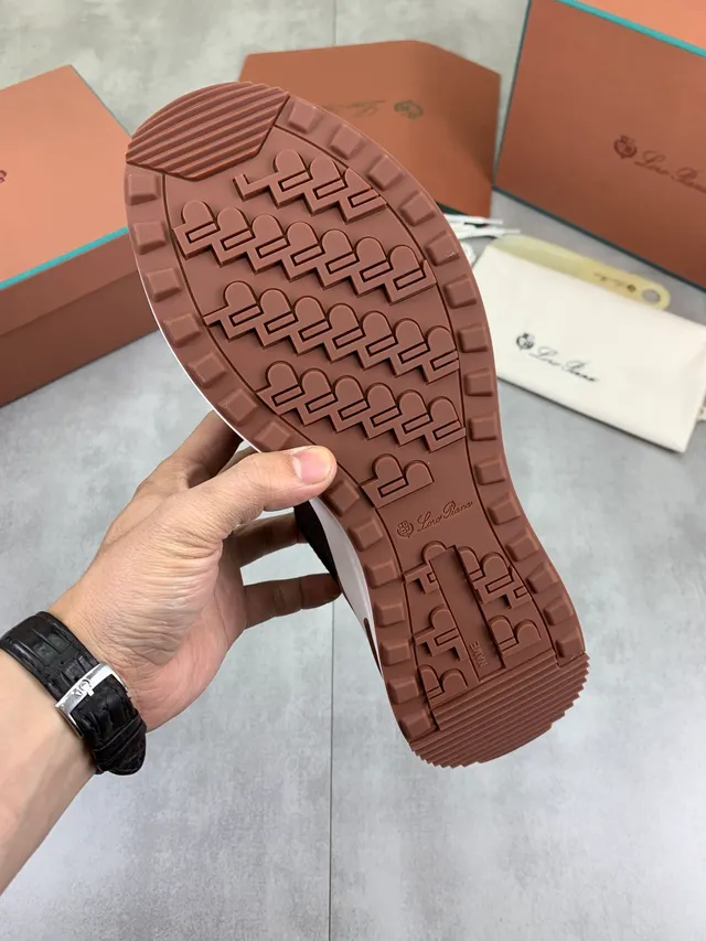 Loewe Brown Beige Knit Upper Color-Blocked And Tan Lifestyle Sneakers