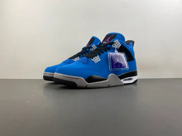 Air Jordan 4 Bright Blue Black Gray Basketball Shoes
