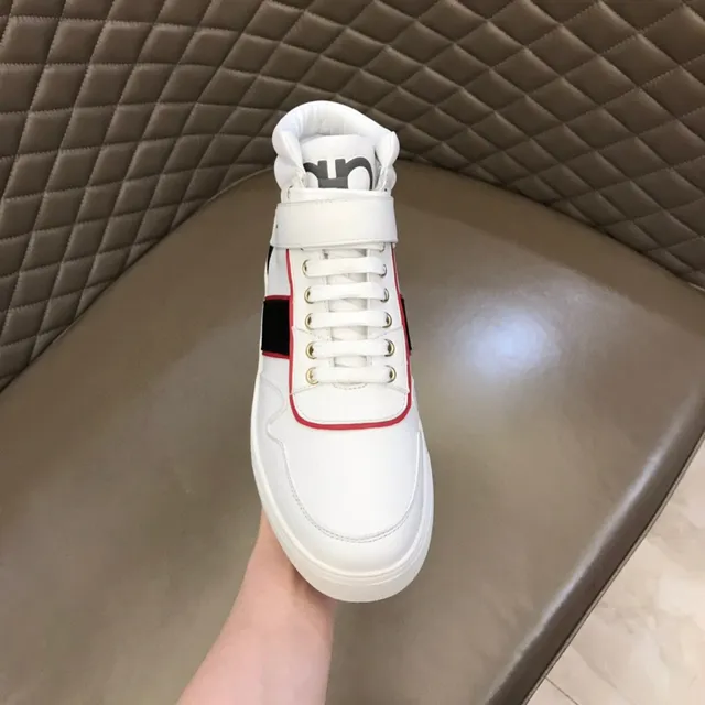 Salvatore Ferragamo Gancini White Red High-Top Ankle Strap Lifestyle Sneakers