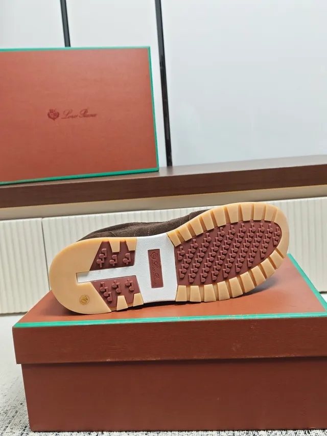 Loro Piana Brown Suede Low-Top Sneaker