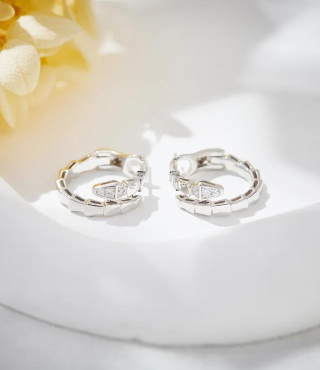 Bvlgari Serpenti Segmented Pavé Hoop Earrings