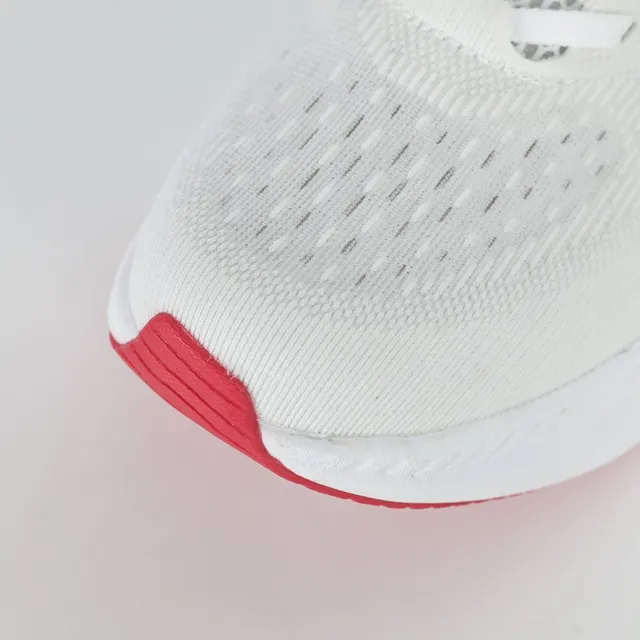 Hoka White Red Engineered Mesh Upper Rocker-Bottom Sole Running Shoes