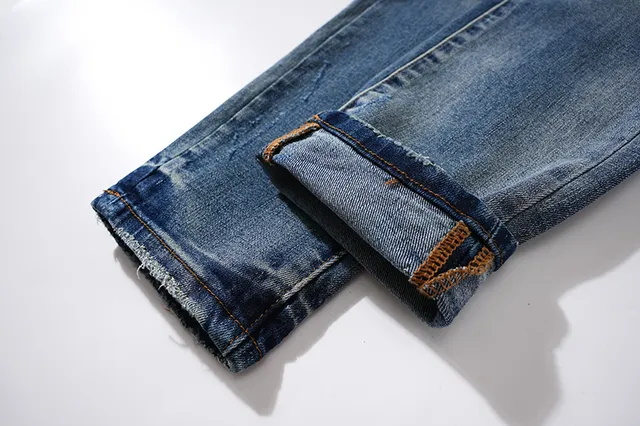 Purple Brand Distressed Slim-Tapered Blue Jeans