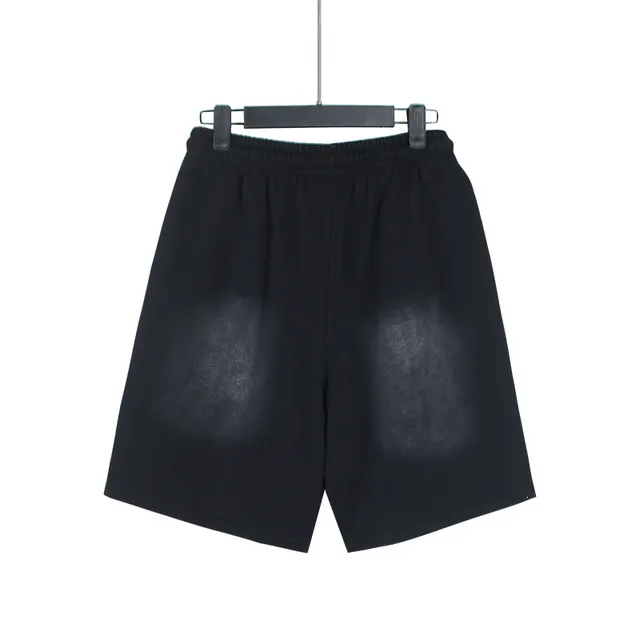 Black Graphic-Print Drawstring Waist Shorts