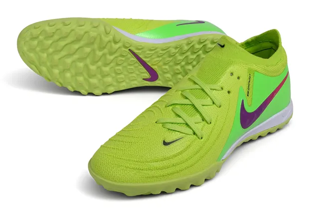 Nike Green Purple Low-Cut Knit Collar Synthetic Forefoot Cage Artificial-Grass Soccer Shoes