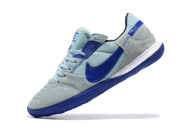 Nike Gato Blue Gray Low-Top Mesh-Suede Upper Indoor Soccer Shoes