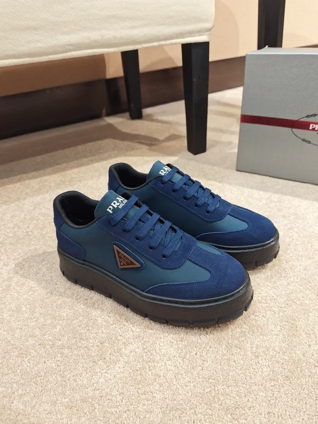 Prada Cloudbust Navy and Teal Platform Lifestyle Sneakers