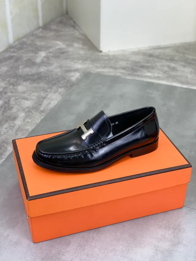 Hermès H-Buckle Loafer Black Patent Leather Loafers