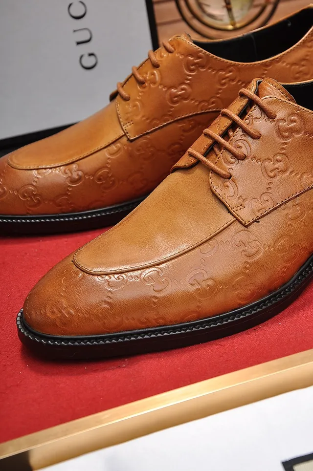Gucci Monogram-Embossed Tan Cap-Toe Oxford Shoes