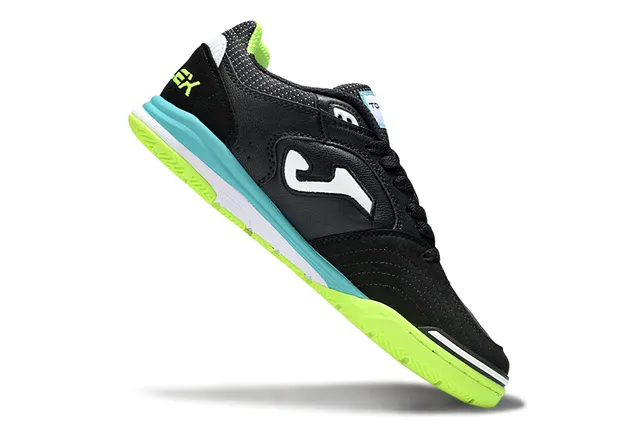 Joma Top-Flex Black Neon Green Turquoise Indoor Soccer Shoes
