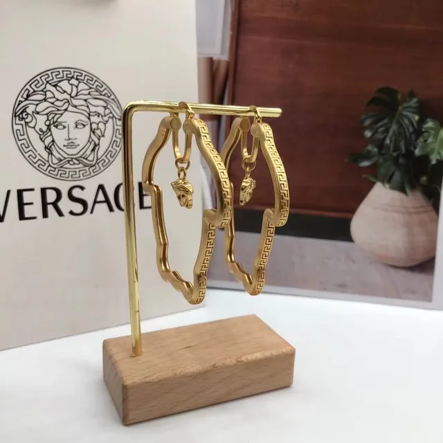 Versace Medusa Hoop Gold Irregular-Shaped Dangling Charm Earrings