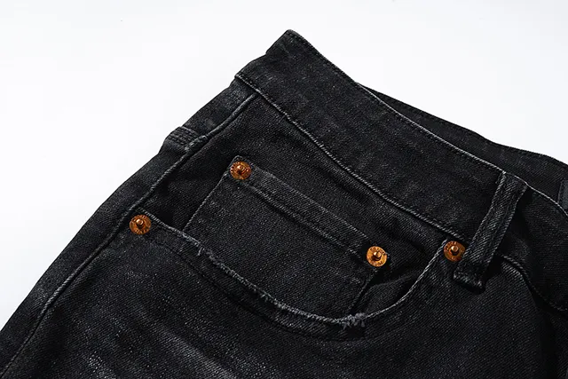 Purple Brand Distressed Paint-Splattered Black Denim Jeans
