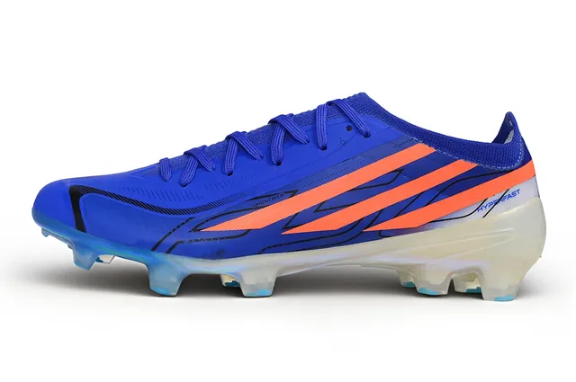 Adidas Blue Orange Low-Cut Synthetic Upper Dynamic Stripe Overlay Firm-Ground Soccer Shoes