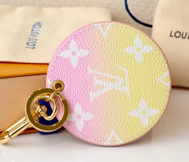 Louis Vuitton Flower Key Holder Pink Yellow Circular Leather Gradient Pastel Tote Bag