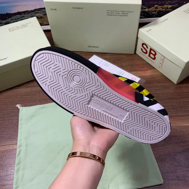 Off-White Black and Yellow Striped Arrow Logo Lifestyle Sneakers