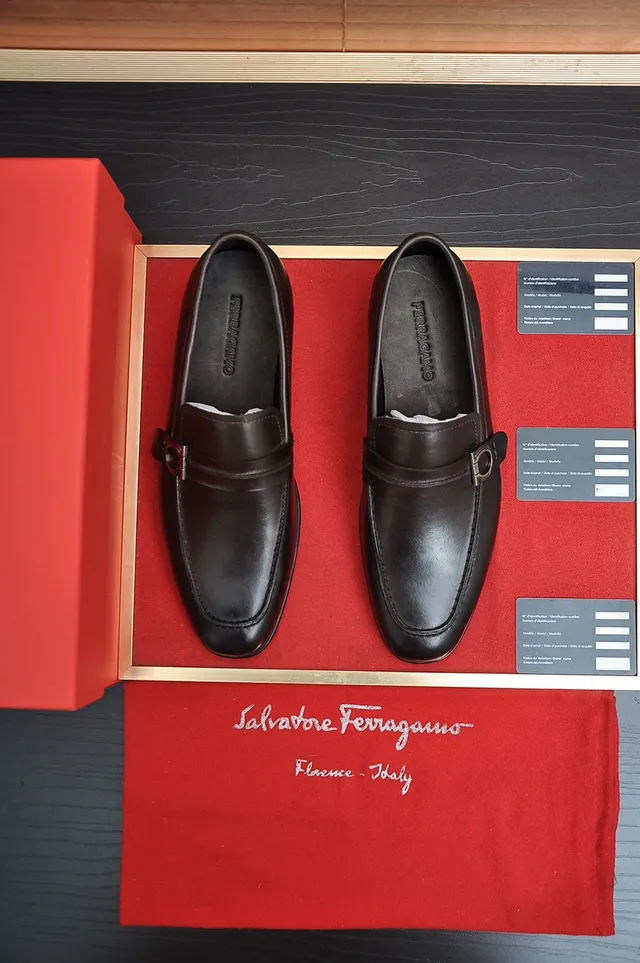 Salvatore Ferragamo Gancini Black Leather Loafers