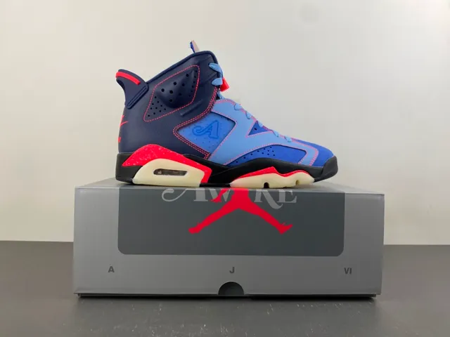 Air Jordan 6 Blue and Red High-Top Basketball Shoes