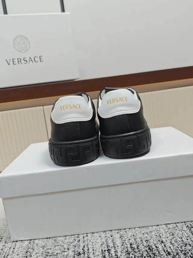 Versace Odissea Black and White Leather Lifestyle Sneakers