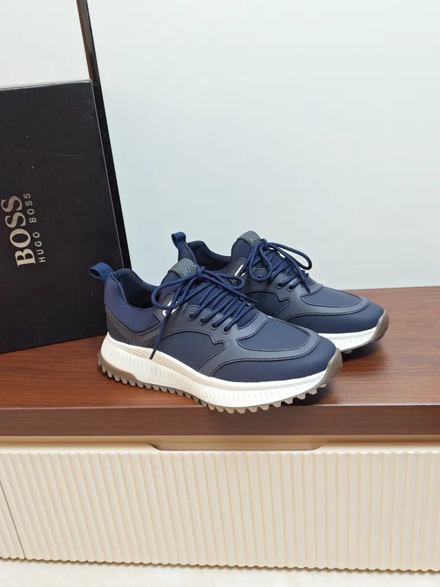 Hugo Boss Navy White Upper Ridged Midsole Lifestyle Sneakers