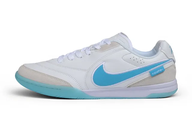 Nike White Blue Low-Top Synthetic And Suede Upper Sneakers