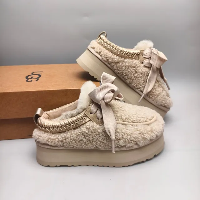 UGG Tasman Beige Shearling Platform Loafer