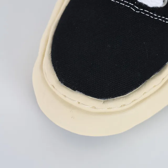MMY Black Beige Canvas Upper Sculpted Cream Midsole Sneakers