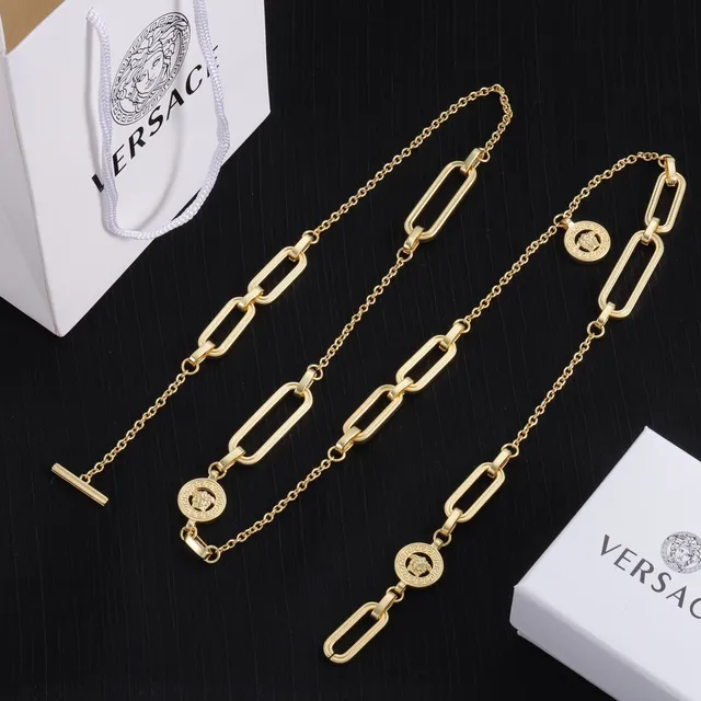 Versace Odissea Gold-Tone Paperclip Link Medusa Necklace