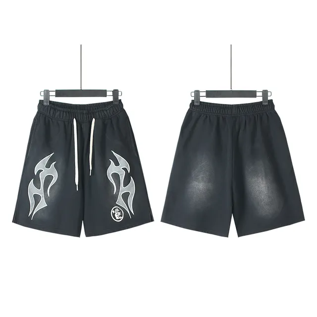 Tribal Flame Graphic Drawstring Shorts