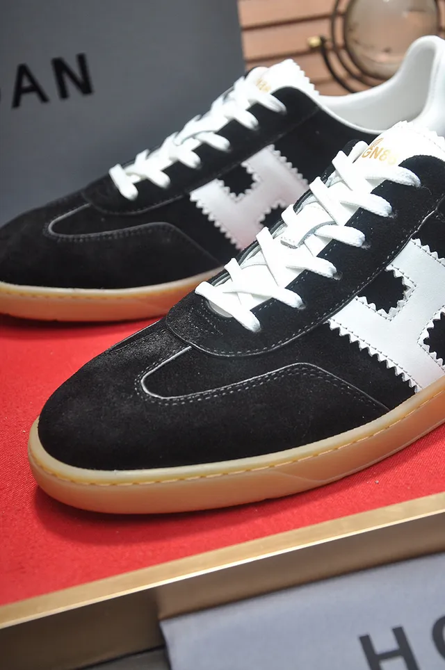 Hogan Black White Suede Upper Gum Sole Lifestyle Sneakers