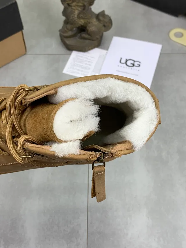 UGG Brown Beige Suede Upper Shearling-Lined Snow Boots