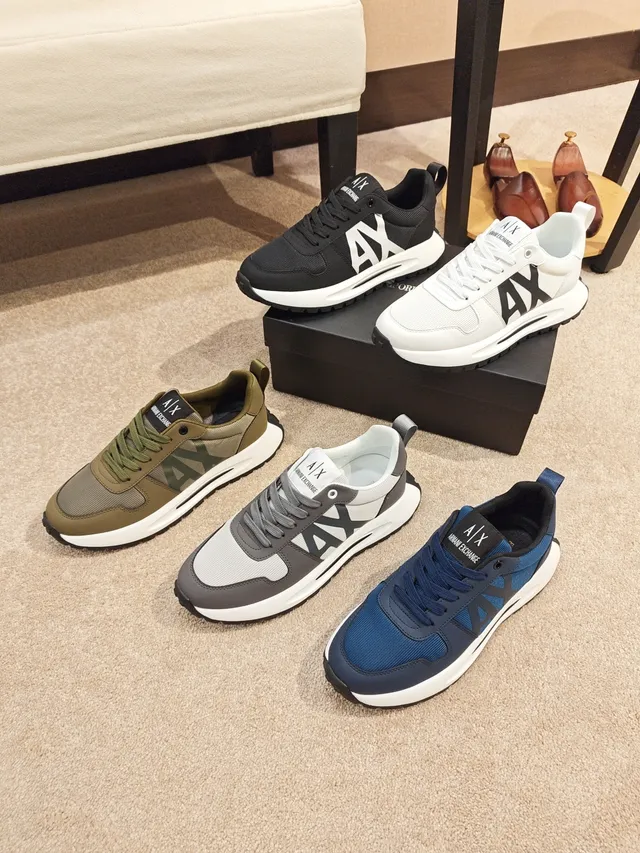 Armani Exchange Black and White AX Logo Lifestyle Sneakers