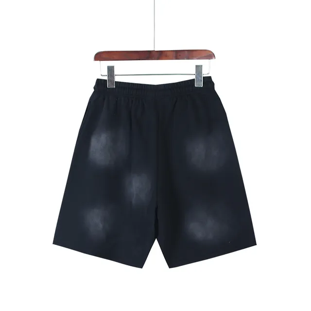 Black Gradient Flame Graphic Drawstring Waist Shorts