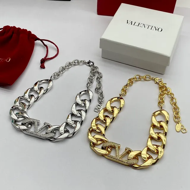 Valentino VLTN Crystal-Paved Chunky Chain Necklace