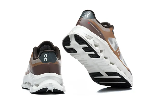 On Black White Engineered Mesh Upper Open Hexagonal CloudTec Pods Running Shoes