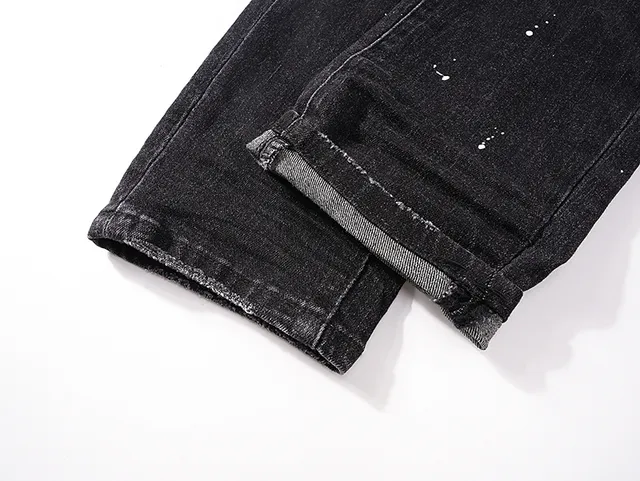 Purple Brand Distressed Washed Black Slim-Fit Jeans