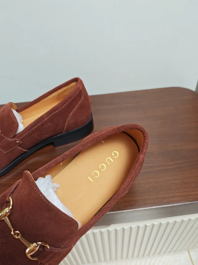 Gucci Horsebit 1955 Rust Brown Suede Loafers