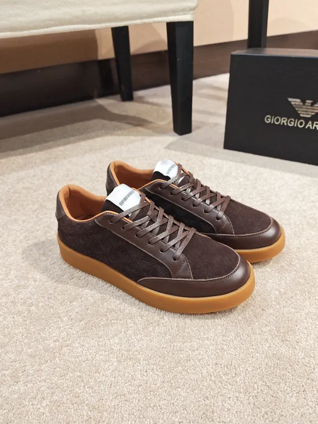Brown Monogrammed Suede and Leather Low-Top Lifestyle Sneaker