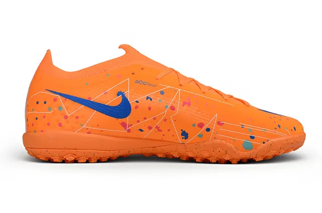Nike Orange Blue Knit Upper Speckle-Print Overlay Turf Soccer Shoes
