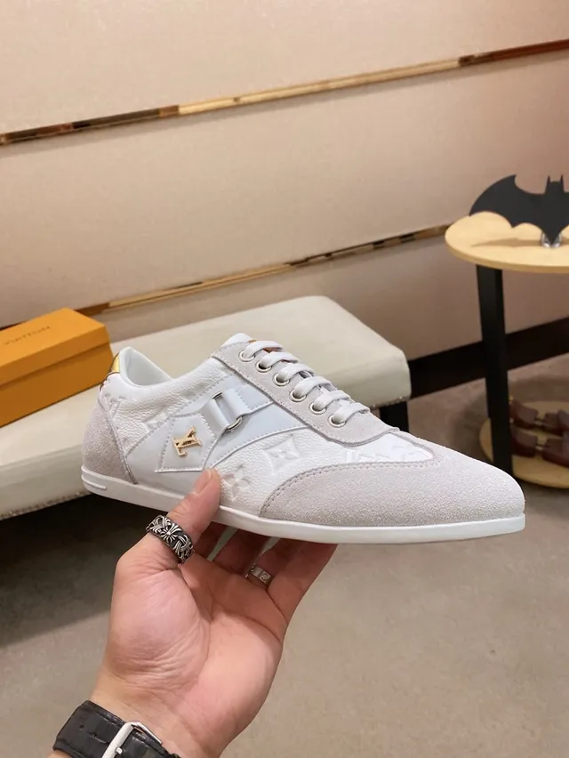 Louis Vuitton LV Trainer White Beige Monogram Leather Suede Overlays Lifestyle Sneakers