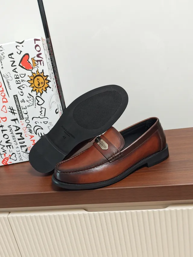 Dolce & Gabbana Brown Leather Penny Loafer