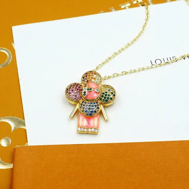 Louis Vuitton Flower Motif Multicolor Crystal Enamel Necklace