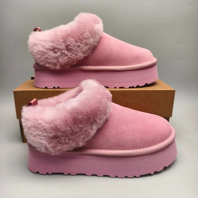 UGG Pink Platform Sole Shearling Cuff Snow Boots